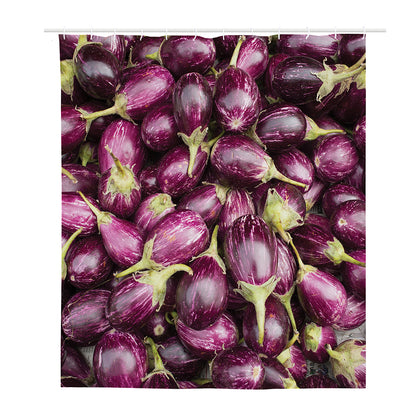 Eggplant Print Polyester Shower Curtain