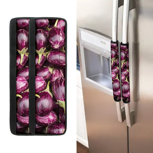 Eggplant Print Refrigerator Handle Covers