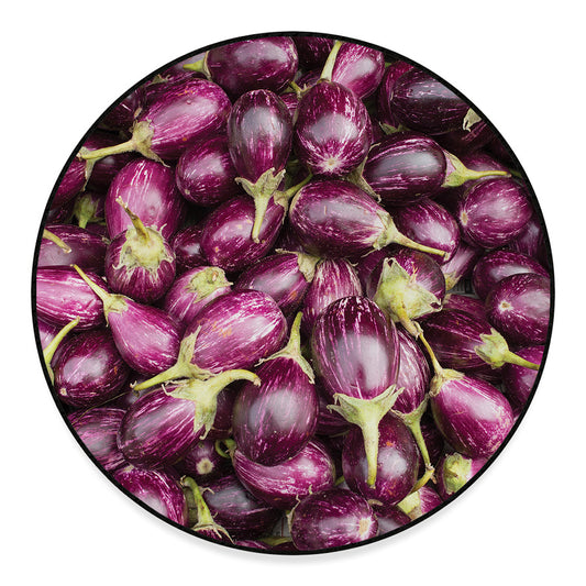Eggplant Print Round Floor Mat