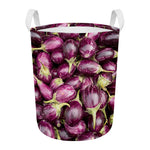 Eggplant Print Round Laundry Basket