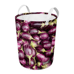 Eggplant Print Round Laundry Basket