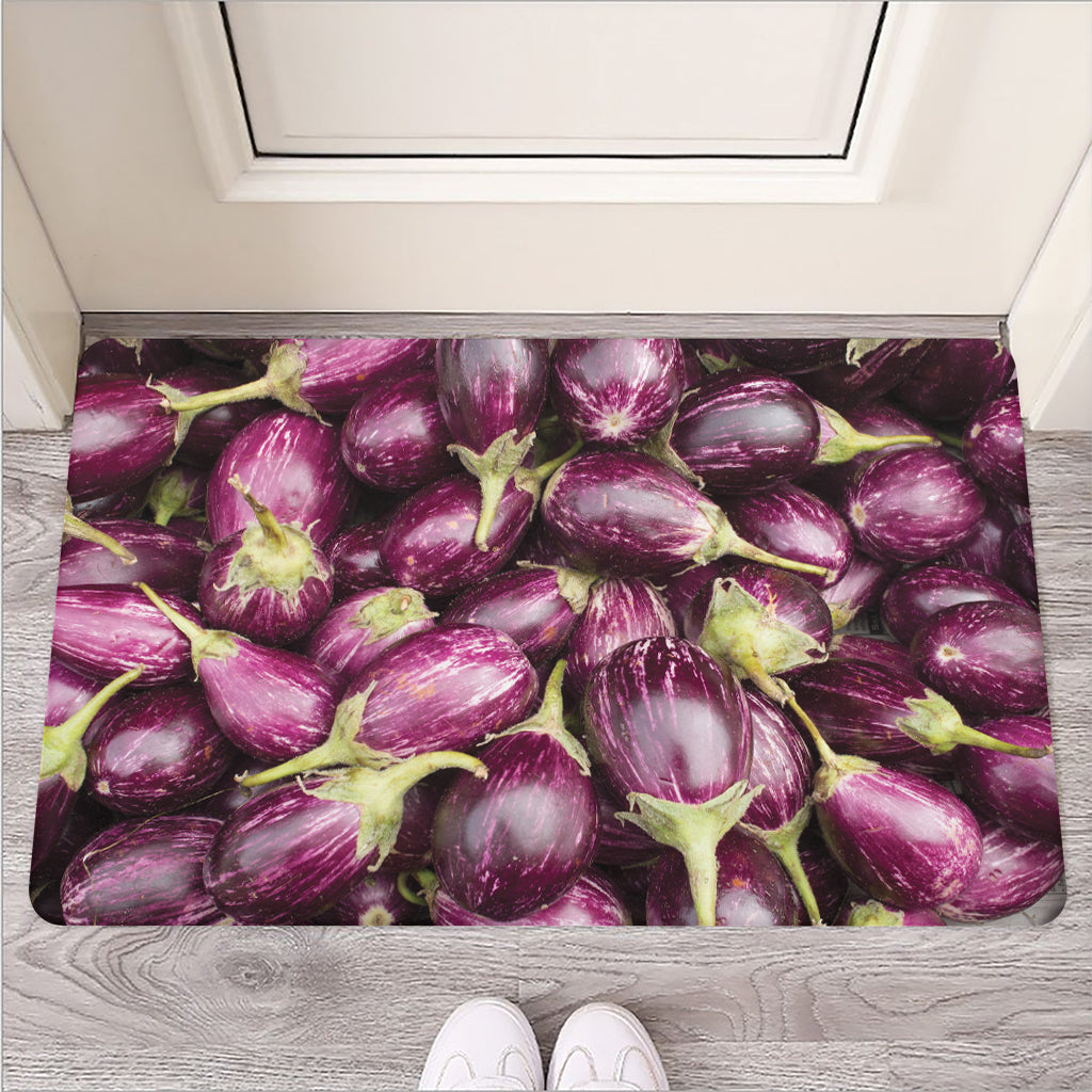 Eggplant Print Rubber Doormat