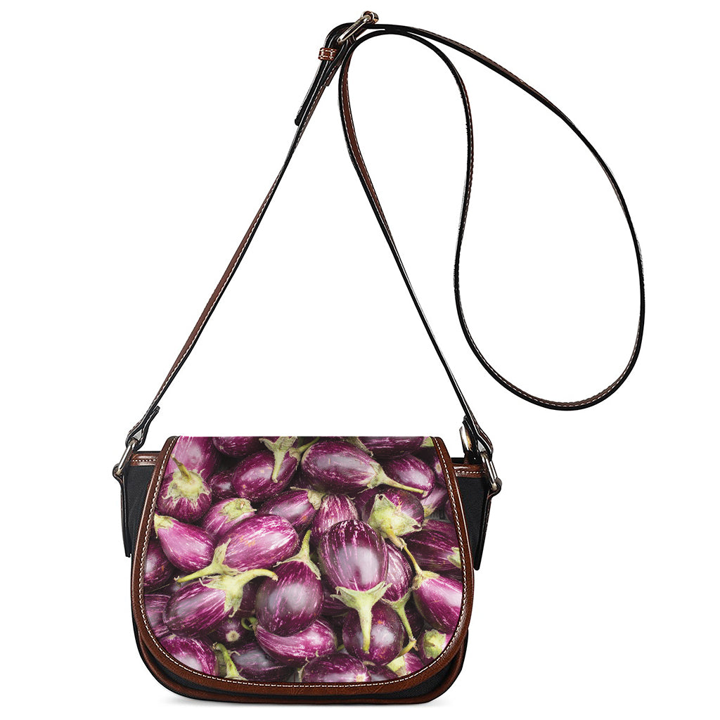 Eggplant Print Saddle Bag