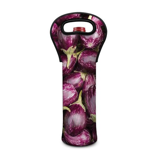 Eggplant Print Single Neoprene Wine Tote