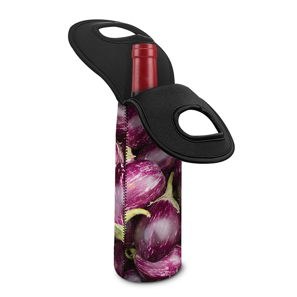 Eggplant Print Single Neoprene Wine Tote