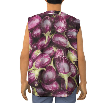 Eggplant Print Sleeveless Baseball Jersey