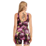 Eggplant Print Sleeveless One Piece Swimsuit