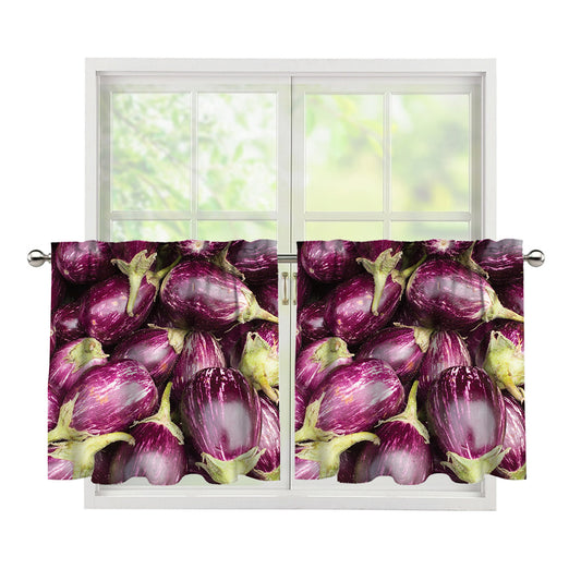 Eggplant Print Tier Curtains