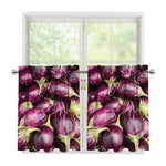 Eggplant Print Tier Curtains