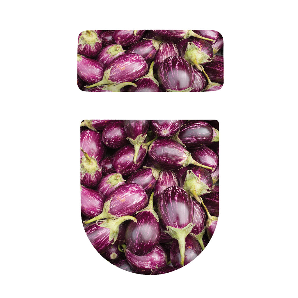 Eggplant Print Toilet Lid And Tank Cover Set