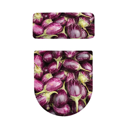 Eggplant Print Toilet Lid And Tank Cover Set