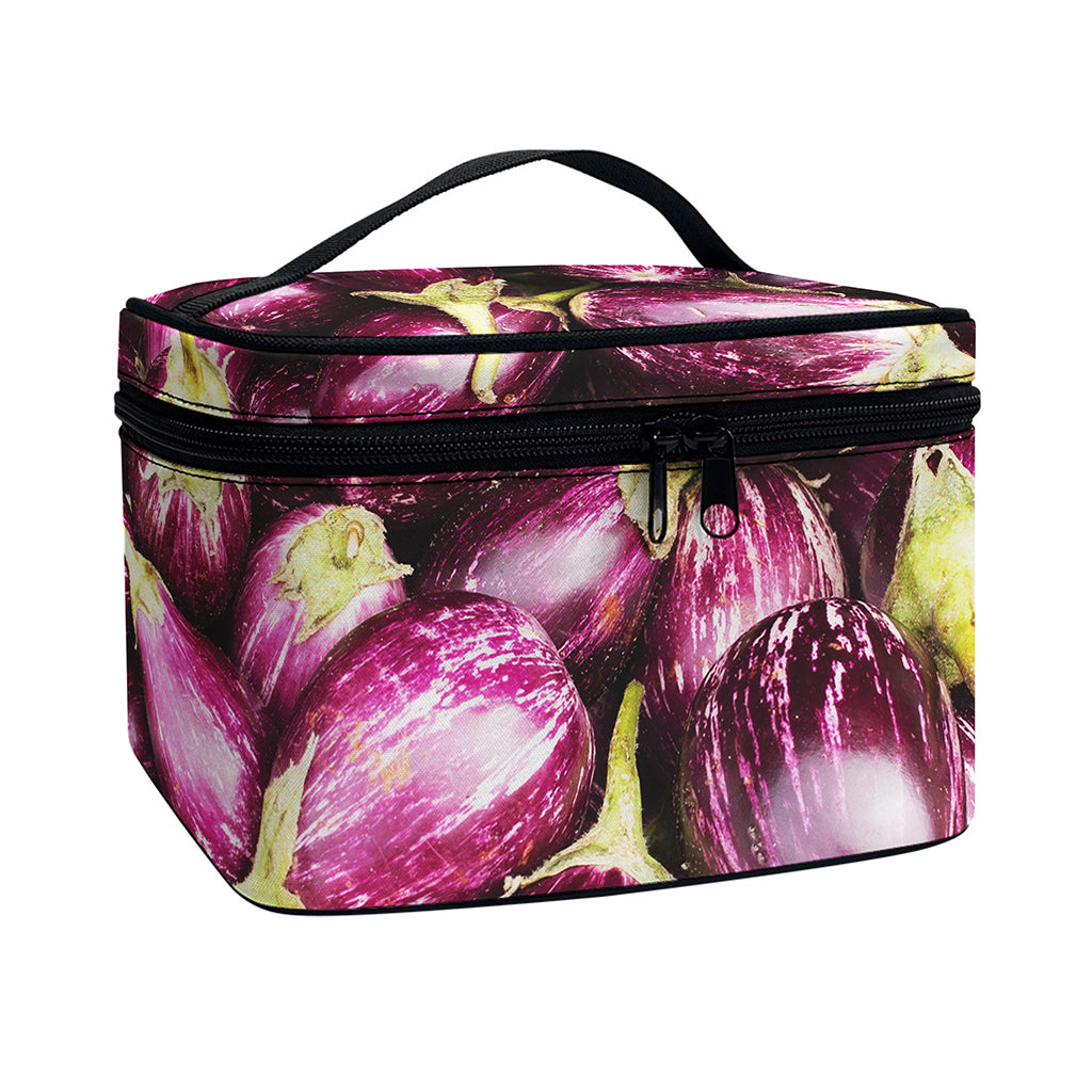 Eggplant Print Travel Makeup Bag