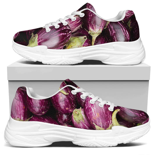 Eggplant Print White Chunky Shoes