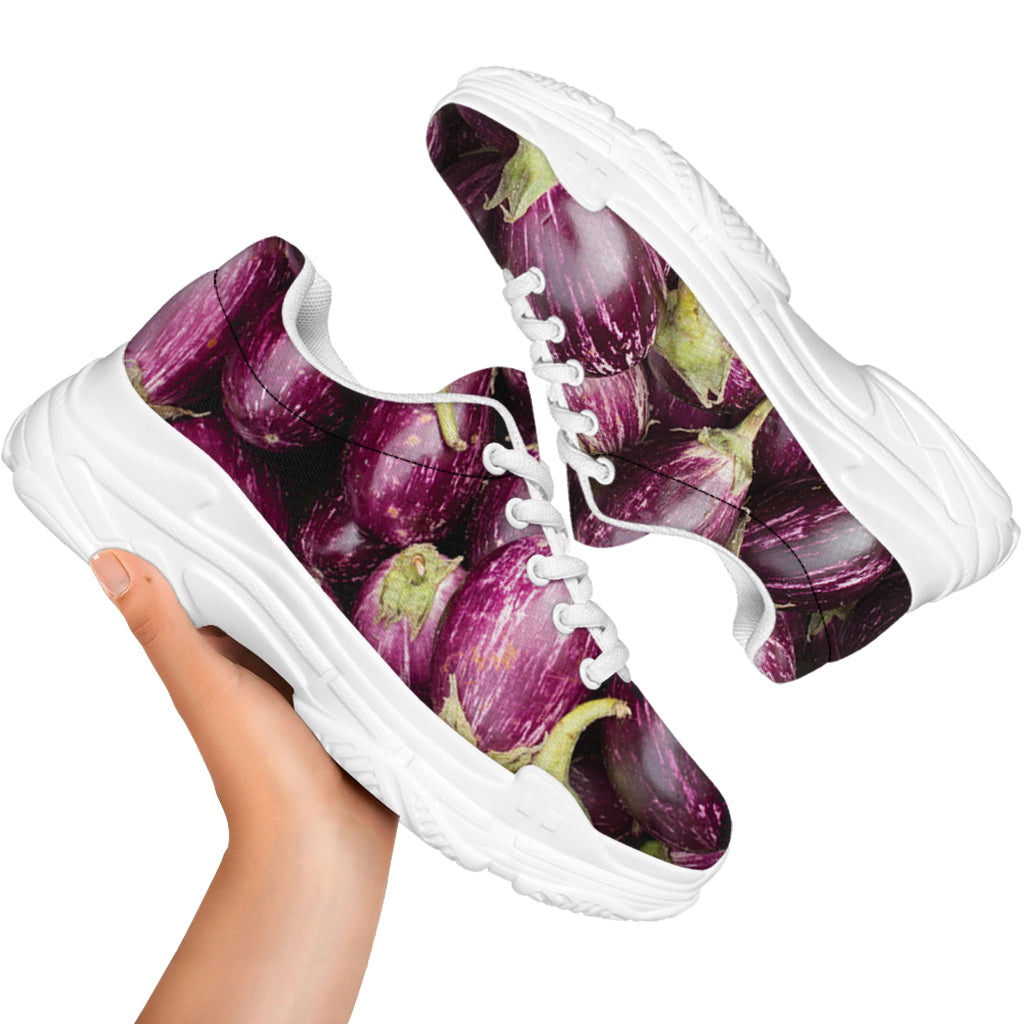 Eggplant Print White Chunky Shoes