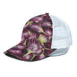 Eggplant Print White Mesh Trucker Cap