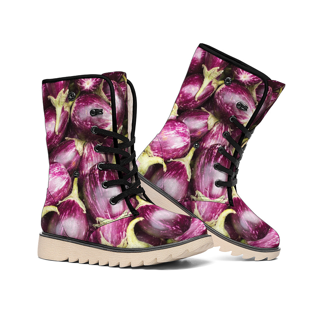 Eggplant Print Winter Boots