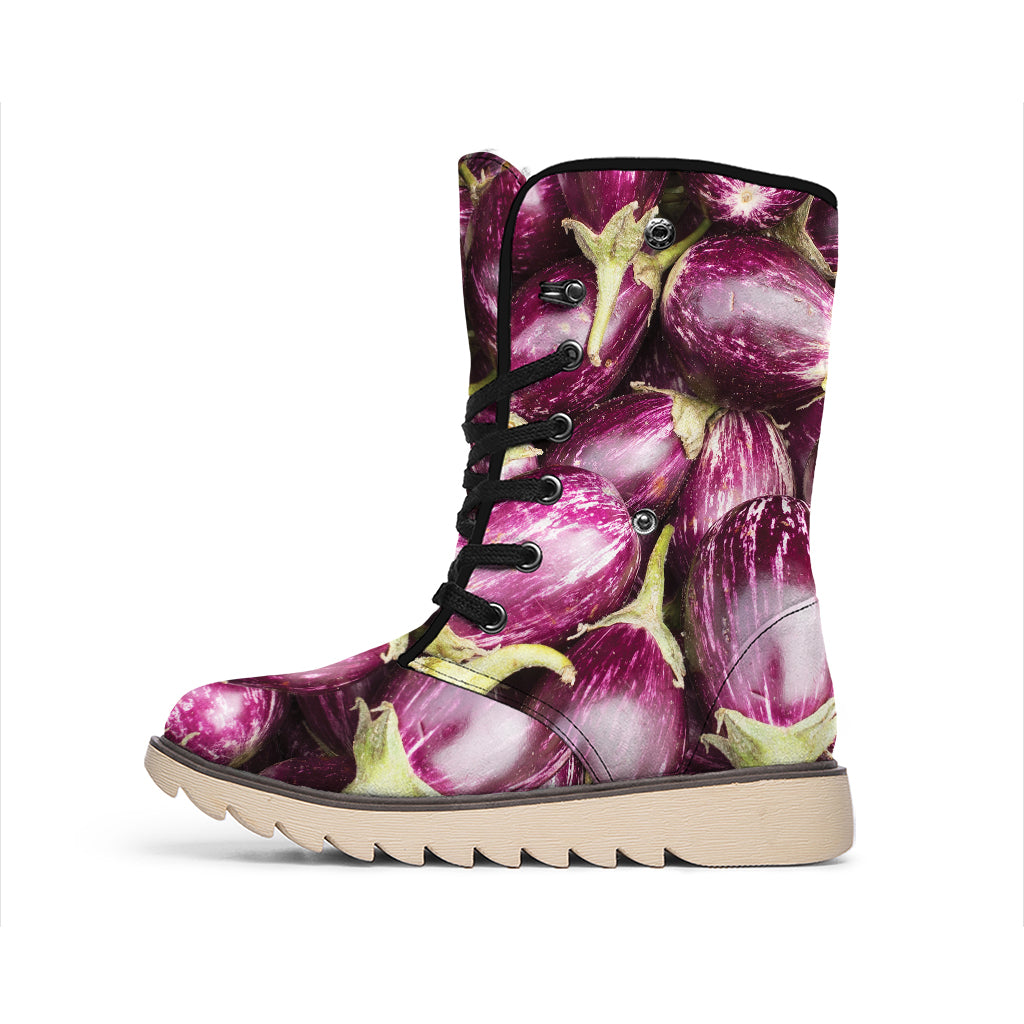 Eggplant Print Winter Boots