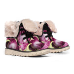 Eggplant Print Winter Boots