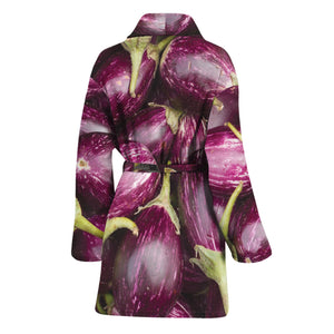 Eggplant Print Women's Bathrobe