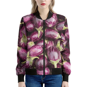 Eggplant Print Women's Bomber Jacket