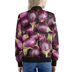 Eggplant Print Women's Bomber Jacket