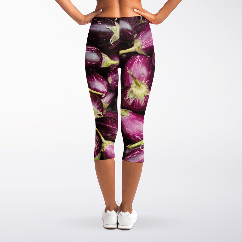 Eggplant Print Women's Capri Leggings