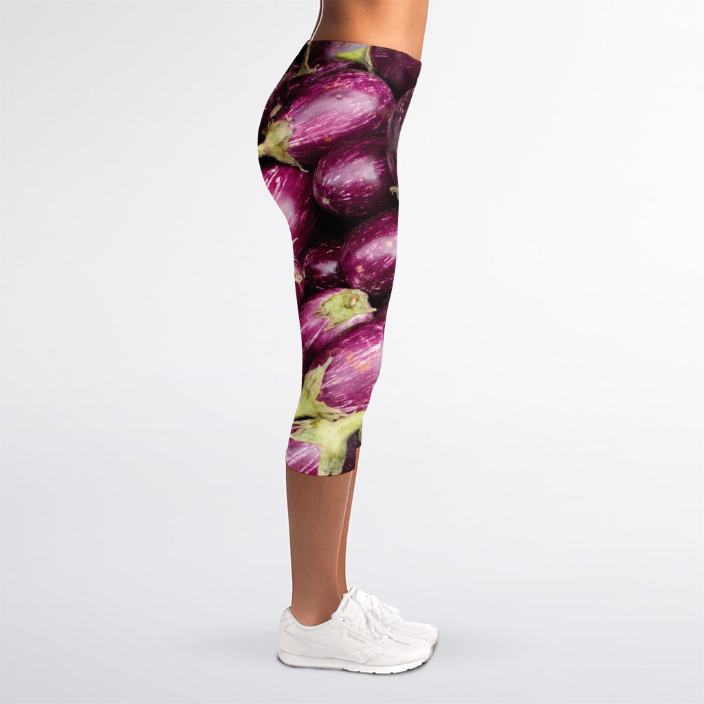 Eggplant Print Women's Capri Leggings