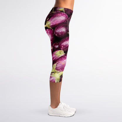 Eggplant Print Women's Capri Leggings
