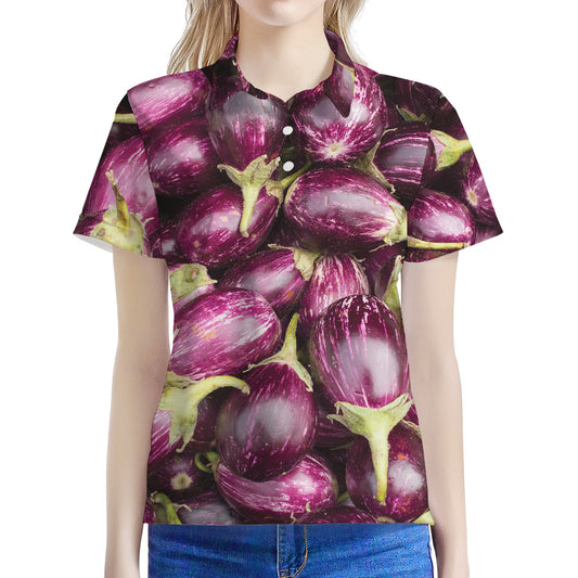 Eggplant Print Women's Polo Shirt