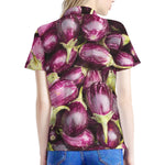 Eggplant Print Women's Polo Shirt