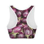 Eggplant Print Women's Sports Bra