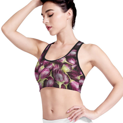 Eggplant Print Women's Sports Bra