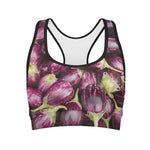 Eggplant Print Women's Sports Bra