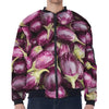 Eggplant Print Zip Sleeve Bomber Jacket