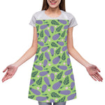 Eggplant With Leaves And Flowers Print Adjustable Apron