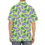 Eggplant With Leaves And Flowers Print Aloha Shirt