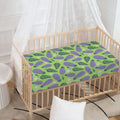 Eggplant With Leaves And Flowers Print Baby Crib Sheet