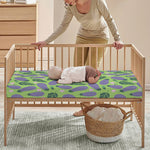 Eggplant With Leaves And Flowers Print Baby Crib Sheet