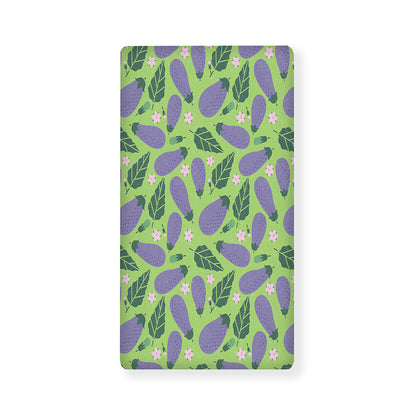 Eggplant With Leaves And Flowers Print Baby Crib Sheet