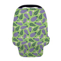 Eggplant With Leaves And Flowers Print Baby Seat Cover
