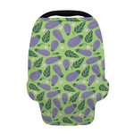 Eggplant With Leaves And Flowers Print Baby Seat Cover