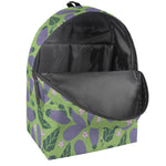 Eggplant With Leaves And Flowers Print Backpack