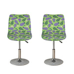 Eggplant With Leaves And Flowers Print Bar Stool Covers
