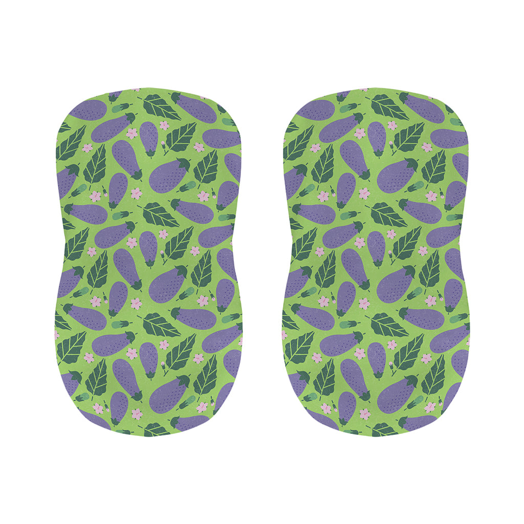 Eggplant With Leaves And Flowers Print Bar Stool Covers