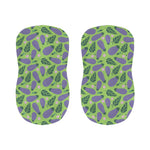Eggplant With Leaves And Flowers Print Bar Stool Covers