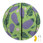 Eggplant With Leaves And Flowers Print Basketball