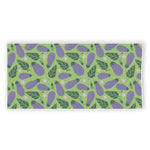 Eggplant With Leaves And Flowers Print Beach Towel