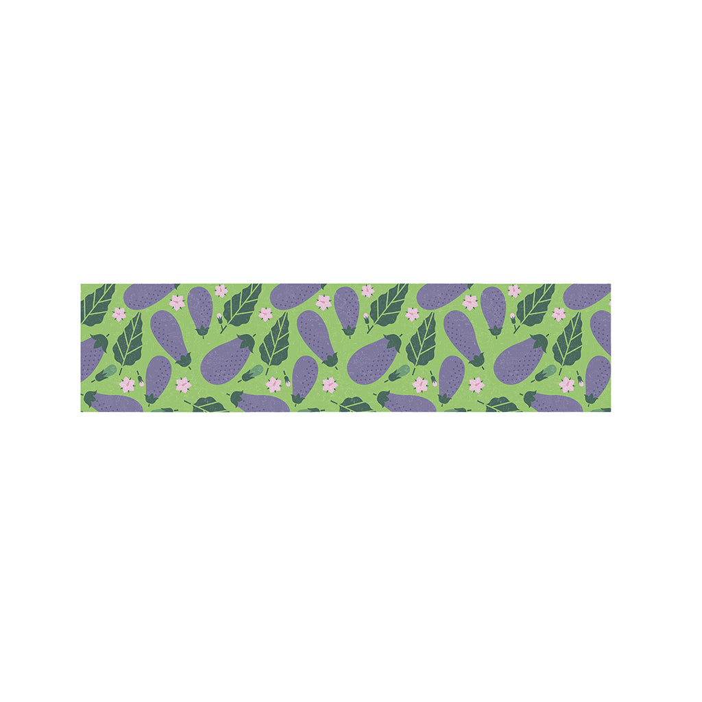 Eggplant With Leaves And Flowers Print Bed Runner
