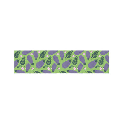 Eggplant With Leaves And Flowers Print Bed Runner