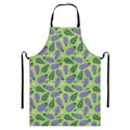 Eggplant With Leaves And Flowers Print Bib Apron With Pocket